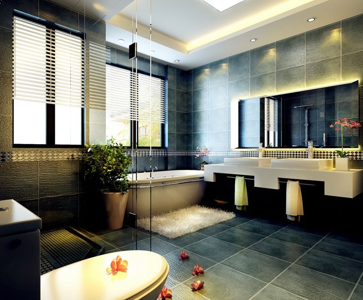 中式别墅 卫生间效果图