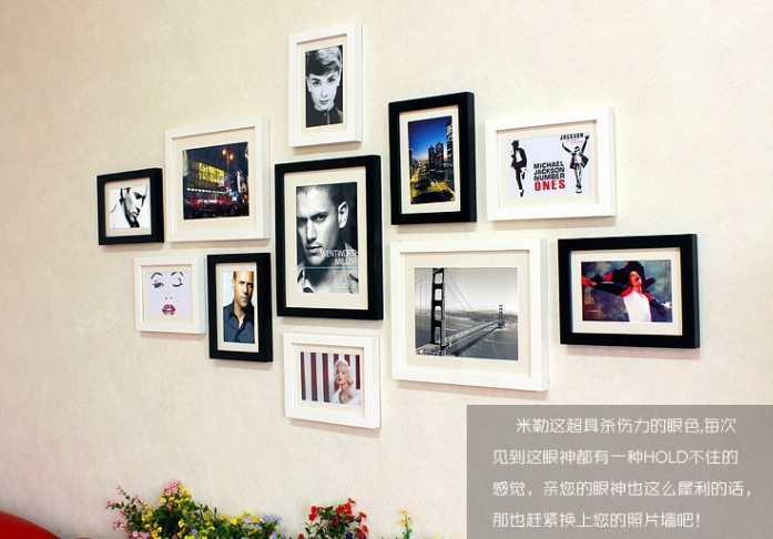 黑白照片墙效果图 